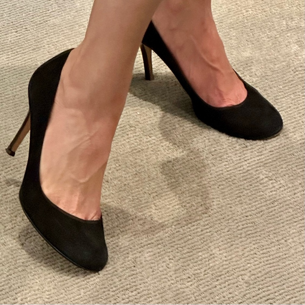 Kate Spade round toe black suede heels sz11